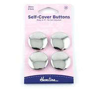 Hemline H473.29 Brass Metal Top Self Cover Button 29mm Pack 4 Buttons with Instructions