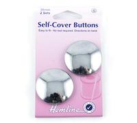 Hemline H473.38 Brass Metal Top Self Cover Button 38mm Pack of 2 Buttons with Instructions
