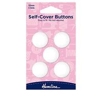 Hemline Self-Cover Snap Button H475.22 - White Nylon, Snap-On Back Plate, 22mm, 5 sets