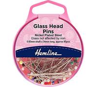Hemline Glass-Head Pins H679 - Nickel-Plated Steel, 34mm, 95 Pieces