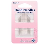Hemline Hand Sewing Needles - Embroidery/Crewel size 3-9. Pack of 16