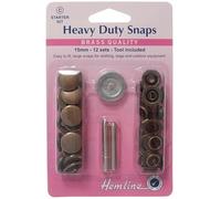 Hemline Heavy Duty Metal Snaps Kit with Tool Antique Brass