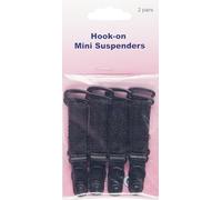 Hemline Hook-on Mini Suspenders Black (2pair)