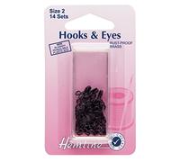 Hemline Hooks and Eyes - Black, Size 2, 14 sets