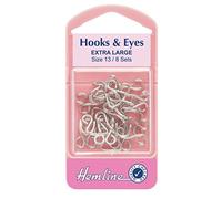 Hemline Hooks And Eyes Fasteners Nickel Size 13 - Extra Large (8 Sets) Flat Hidden Rust Proof Brass
