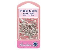 Hemline Hooks and Eyes - Nickel Silver, Extra Large Size 9, 10 sets