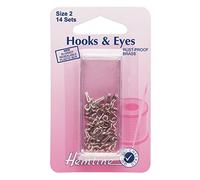 Hemline Hooks and Eyes - Nickel Silver, Size 2, 14 sets