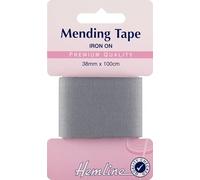 Hemline Iron-On Mending/Repair Tape 100cmx38mm Mid Grey