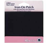 Hemline Iron-On Patches Cotton Twill - 1 Piece 12cm x 44cm - Black