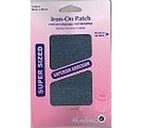 Hemline Iron On Repair Mid Denim (12 x 44cm) XL Cotton Twill Patches (1Pc) Mend Glue Sew Fabric Jackets Curtains Pillows Lining H690LMD