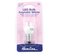 Hemline LED Sewing Machine Bulb - Medium 0.7W/220V SES Screw in Cap for Universal Sewing Machines and Appliances, Daylight White Replacement Bulb - 22 x 48mm (0.875 x 1.875in) Type E14