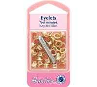 Hemline Metal Eyelets Kit with Tool Gold - per Pack of 40