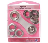 Hemline Metal Eyelets Kit with Tool Silver - per Pack of 10