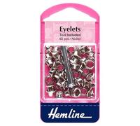 Hemline Metal Eyelets Kit with Tool Silver - per Pack of 40