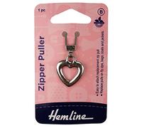 Hemline Metal Zipper Puller - Silver Heart Style Easy-to-Attach Accessory for Effortless Zipper Opening and Closing - Durable and Convenient Solution for Dresses, Jackets and Garments.