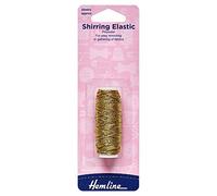 Hemline Shirring Elastic - 0.75mm x 20m Gold Thin Polyester Elastic for Smocking, Gathering Hand or Machine & Strengthening Knitwear Cuffs and Welts