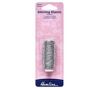 Hemline Shirring Elastic 0.75mm x 20m – Silver Polyester, Thin for Smocking & Knitwear Cuffs