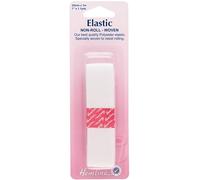 Hemline Non Roll Dressmaking Elastic for Waistbands 1mx25mm White
