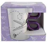 Hemline Novelty Ceramic Craft Mug for Knitters, Crochet & Sewing Lovers - Tea & Coffee Knitting Gift Cup - Purple Scissors Mug Design 500ml