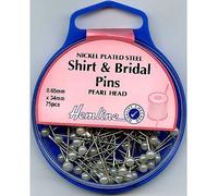 Hemline Pearl Headed Shirt and Bridal Pins, 34mm, pk of 75, 0.65mm thick