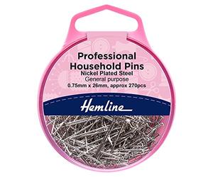 Hemline Plastic Head Pins, Nickel Plated Steel for General Use |270pcs|0.60x30mm