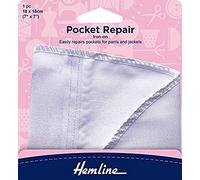 Hemline Pocket Repair Patch 18 x 18 cm White Iron-On