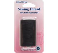 Hemline Black Sewing Thread Machine Hand 100% Spun Polyester 1000m Spool H238.BK Pack Of 1