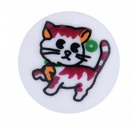 Hemline Round White Buttons with Cartoon Cat Image White/Multicoloured - per Pack of 5
