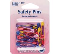Hemline Safety Pins 50pk Assorted Colours