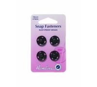 Hemline Sew On Snap Fasteners 15mm Black