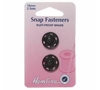 Hemline Sew On Snap Fasteners (Black) - 18mm