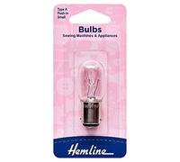 Hemline Sewing Machine Bulb - Large 15W/240V SBC Bayonet Cap for Universal Sewing Machines and Appliances, Natural Light Push in Replacement Bulb - 22 x 65mm (0.875 x 2.5in) Type C
