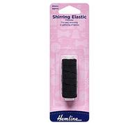 Hemline Shirring Elastic - 0.75mm x 20m Black Thin Polyester Elastic for Smocking, Gathering Hand or Machine & Strengthening Knitwear Cuffs and Welts