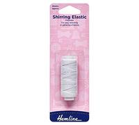 Hemline Shirring Elastic - 0.75mm x 20m White Thin Polyester Elastic for Smocking, Gathering Hand or Machine & Strengthening Knitwear Cuffs and Welts