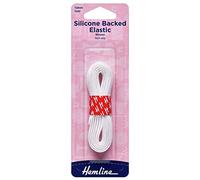 Hemline Silicone-Backed Elastic - 12mm x 1m White Non-Slip Support for Dresses, Strapless Lingerie, Costumes, Socks & Stockings 1 line Silicone