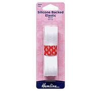 Hemline Silicone-Backed Elastic - 25mm x 1m White Non-Slip Support for Dresses, Strapless Lingerie, Costumes, Socks & Stockings 1 line Silicone