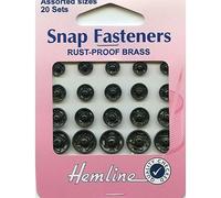 Hemline Snap Fasteners - Black, Assorted Sizes, 20 sets by Hemline Haberdashery