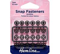 Hemline Snap Fasteners - Black Nylon, 7mm, 12 sets