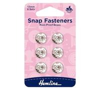 Hemline Snap Fasteners - Nickel Silver, Size 13mm, 6 sets