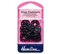 Hemline Snap Fasteners - Plastic 15mm, Black, 6 sets