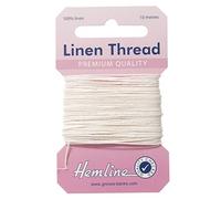 Hemline Strong Linen Thread for Sewing and Repair of Canvas, Upholstery, Saddlery and Heavy Fabrics - Colour White - 1 x 10m Card