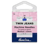 Hemline Universal Machine Needles Twin Jeans Size 100 4.0mm (2 Pack) for Domestic Sewing Machine