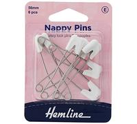 Hemline White Plastic Japanese Style Nappy Pins, 56mm, 6 Pieces