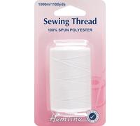 Hemline White Sewing Thread Machine Hand 100% Spun Polyester 1000m Spool H238.W Pack Of 1