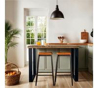 Hemming & Wills Bespoke Collection - Rustic Wood Breakfast Bar Table - Chunky U Base - L160cm X W45cm (4-6 people) - Grey Wash