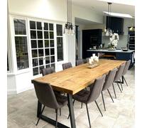 Hemming & Wills Bespoke Collection - Rustic Wood Dining Table - Chunky Triangle Frame - Driftwood - L220cm X W90cm (8-10 people)