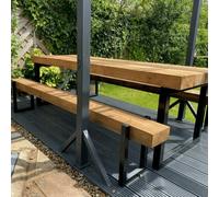 Hemming & Wills Bespoke Collection - Sleeper Design - Outdoor/Indoor Dining Set - Rugger Brown - L120cm X W80cm (4-6 people) + 2 x L120cm X 20cm BENCH - L120cm X W80cm (4-6 people) + 2 x L120cm X 20cm