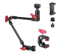 HEMMOTOP 22in Magic Arm with Clamp, Long Articulating Arm Camera Mount, Adjustable Phone Mount Holder 360° Rotation, Mic Arm for Microphone, LED Lights, for iPhone, Tripod, Desk, Table