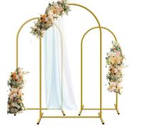 Hemmotop Metal Arch Backdrop Stand Set of 3, 6 ft/ 5 ft/ 4 ft Party Arch Stands for Wedding, Birthday, Baby Shower, Bridal Shower - Balloon Arched Frame for Garden Decor, Gold Floral Arches, 3 Pieces