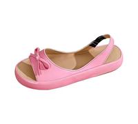 HEMNACU Elegant Women's Sandals Without Heels Open Toe Summer Breathable Lightweight Chic for Daily Use Orthopedic Walking Sandals for Leisure Indoor Soft Non-Slip, A, Pink, 5 UK